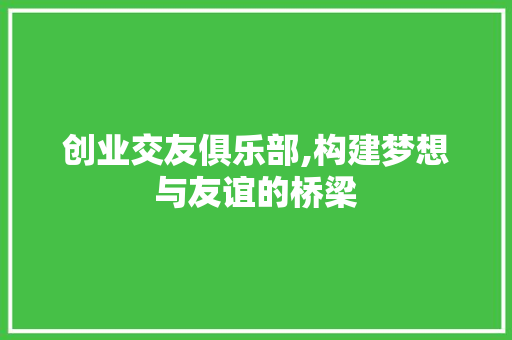 创业交友俱乐部,构建梦想与友谊的桥梁 会议纪要范文