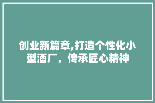 创业新篇章,打造个性化小型酒厂，传承匠心精神