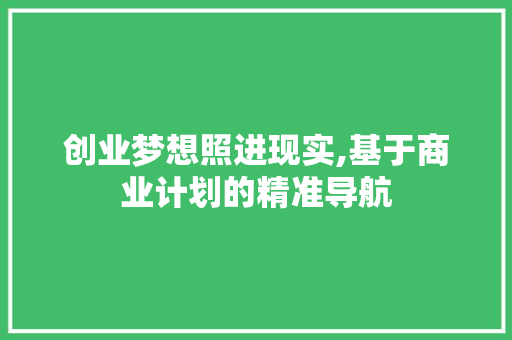 创业梦想照进现实,基于商业计划的精准导航