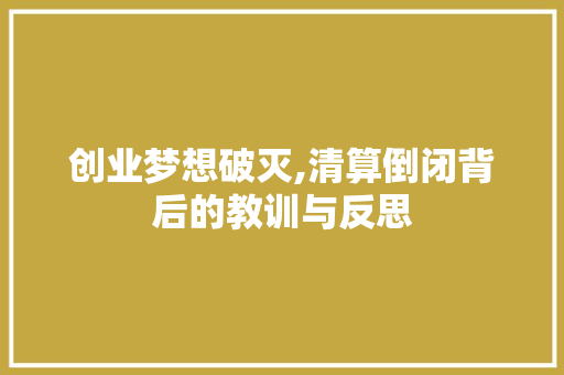 创业梦想破灭,清算倒闭背后的教训与反思