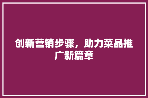 创新营销步骤，助力菜品推广新篇章