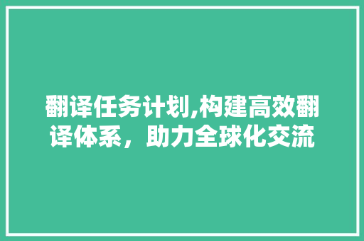 翻译任务计划,构建高效翻译体系，助力全球化交流