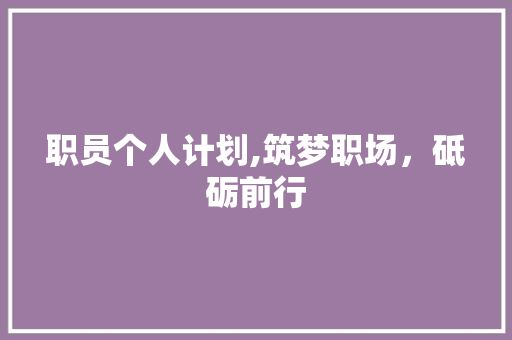 职员个人计划,筑梦职场，砥砺前行