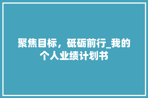 聚焦目标，砥砺前行_我的个人业绩计划书