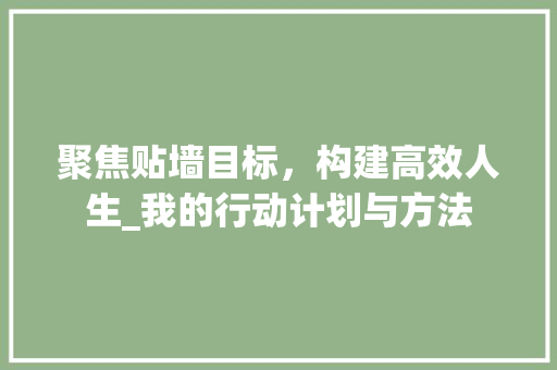 聚焦贴墙目标，构建高效人生_我的行动计划与方法