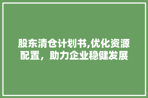 股东清仓计划书,优化资源配置，助力企业稳健发展