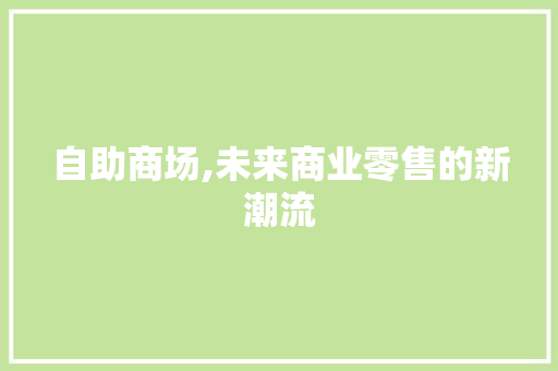 自助商场,未来商业零售的新潮流