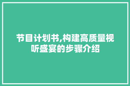 节目计划书,构建高质量视听盛宴的步骤介绍