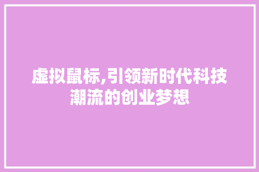 虚拟鼠标,引领新时代科技潮流的创业梦想