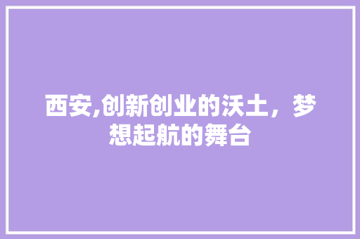 西安,创新创业的沃土，梦想起航的舞台