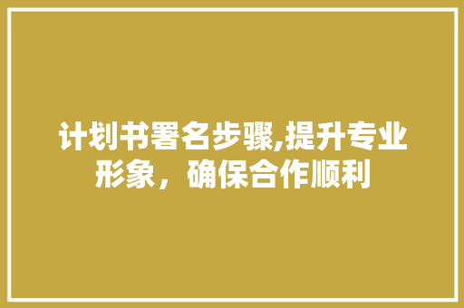 计划书署名步骤,提升专业形象，确保合作顺利