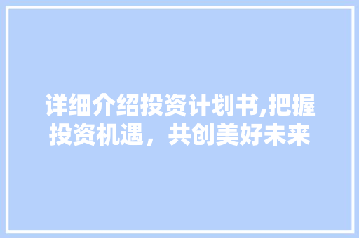 详细介绍投资计划书,把握投资机遇，共创美好未来 工作总结范文