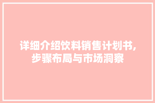 详细介绍饮料销售计划书,步骤布局与市场洞察