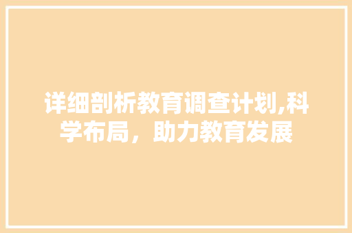 详细剖析教育调查计划,科学布局，助力教育发展