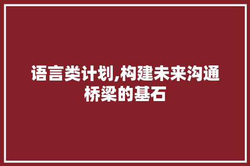 语言类计划,构建未来沟通桥梁的基石