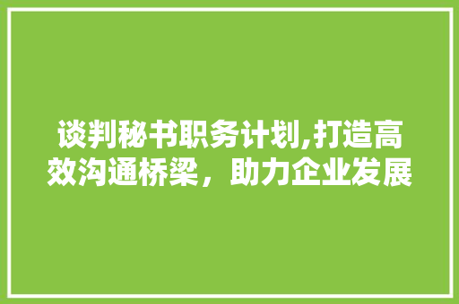 谈判秘书职务计划,打造高效沟通桥梁，助力企业发展