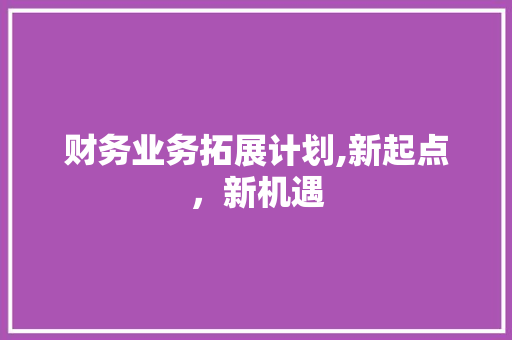 财务业务拓展计划,新起点，新机遇