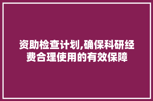 资助检查计划,确保科研经费合理使用的有效保障