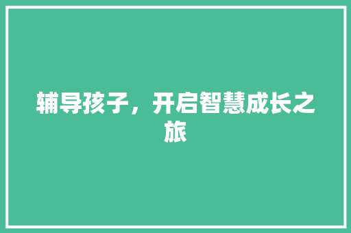 辅导孩子，开启智慧成长之旅