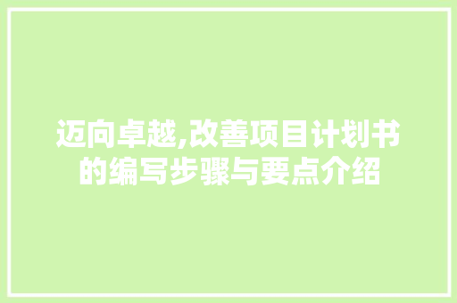 迈向卓越,改善项目计划书的编写步骤与要点介绍