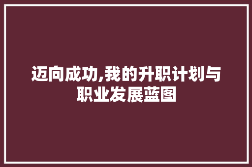 迈向成功,我的升职计划与职业发展蓝图