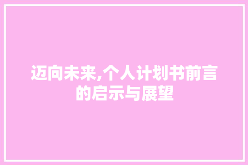 迈向未来,个人计划书前言的启示与展望