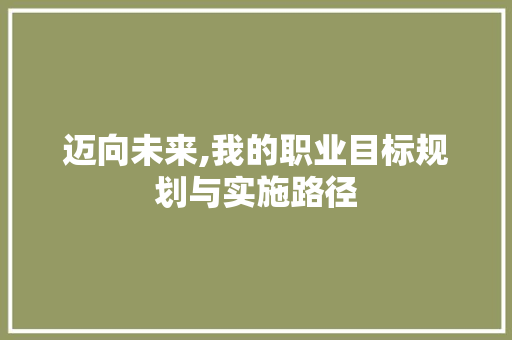 迈向未来,我的职业目标规划与实施路径