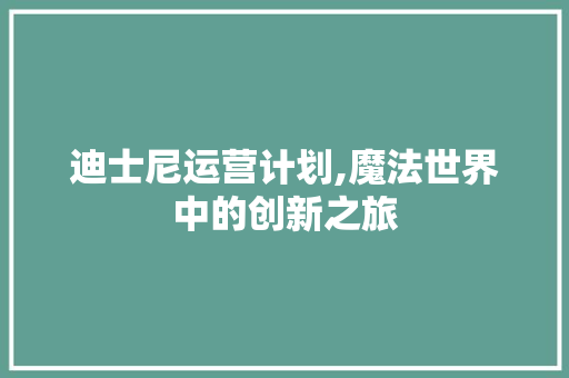 迪士尼运营计划,魔法世界中的创新之旅