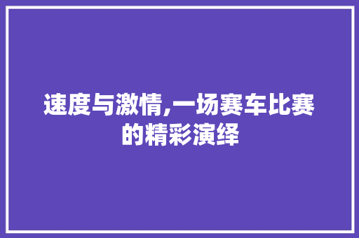 速度与激情,一场赛车比赛的精彩演绎