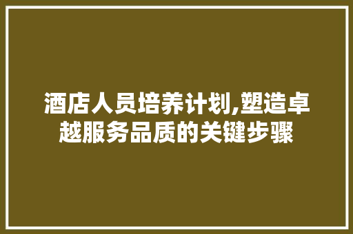 酒店人员培养计划,塑造卓越服务品质的关键步骤