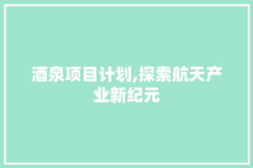 酒泉项目计划,探索航天产业新纪元