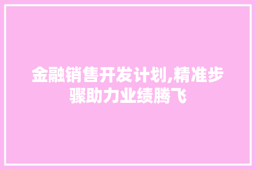 金融销售开发计划,精准步骤助力业绩腾飞