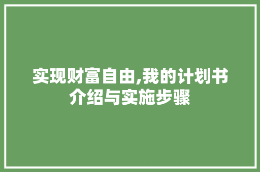 实现财富自由,我的计划书介绍与实施步骤