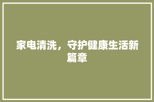 家电清洗，守护健康生活新篇章