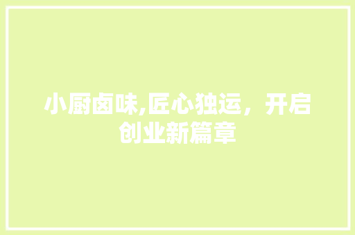 小厨卤味,匠心独运，开启创业新篇章