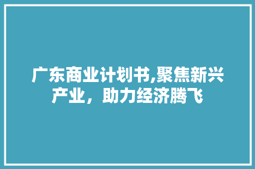 广东商业计划书,聚焦新兴产业，助力经济腾飞