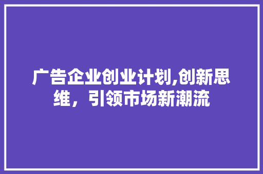 广告企业创业计划,创新思维，引领市场新潮流 报告范文