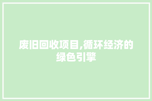 废旧回收项目,循环经济的绿色引擎