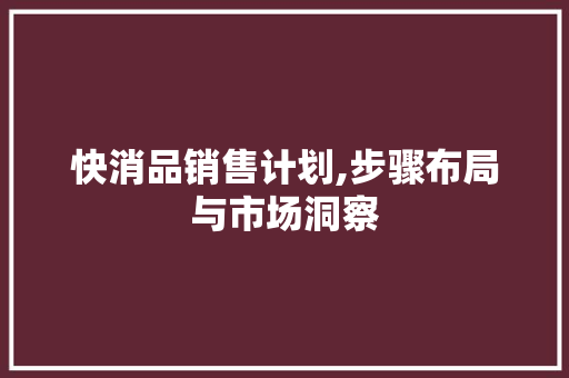 快消品销售计划,步骤布局与市场洞察