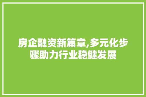 房企融资新篇章,多元化步骤助力行业稳健发展