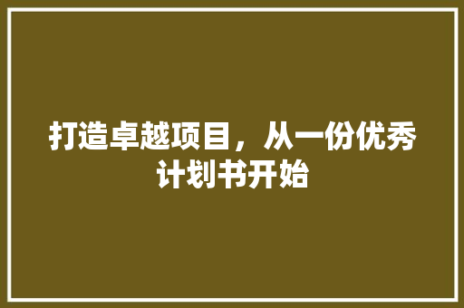 打造卓越项目，从一份优秀计划书开始