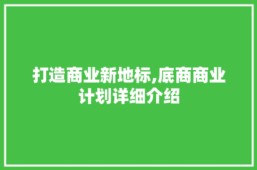 打造商业新地标,底商商业计划详细介绍