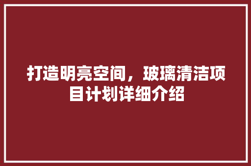 打造明亮空间，玻璃清洁项目计划详细介绍