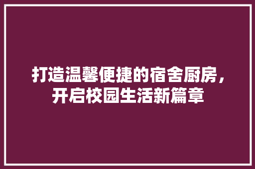 打造温馨便捷的宿舍厨房，开启校园生活新篇章