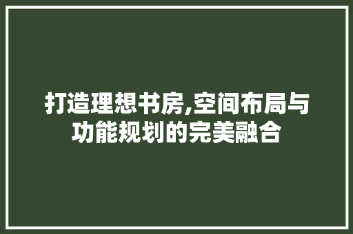 打造理想书房,空间布局与功能规划的完美融合