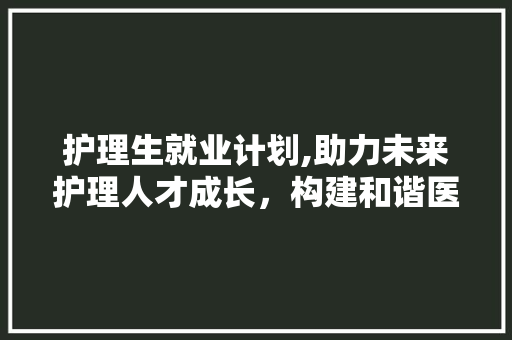 护理生就业计划,助力未来护理人才成长，构建和谐医疗环境