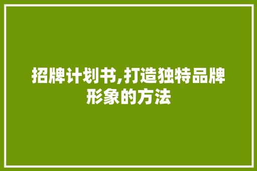 招牌计划书,打造独特品牌形象的方法