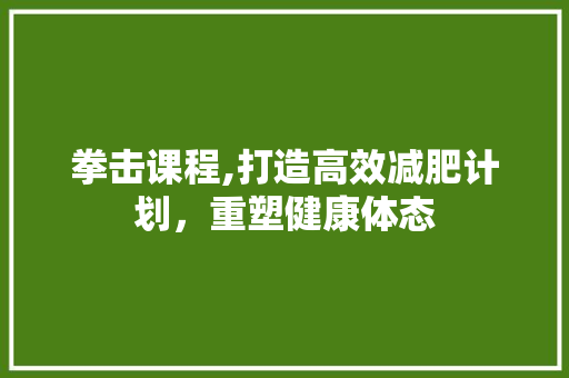 拳击课程,打造高效减肥计划，重塑健康体态