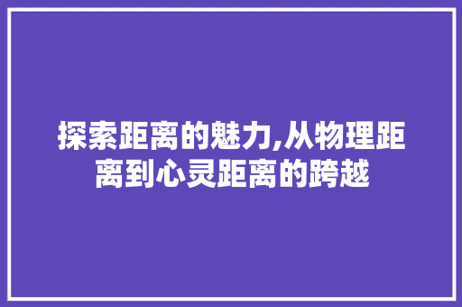 探索距离的魅力,从物理距离到心灵距离的跨越