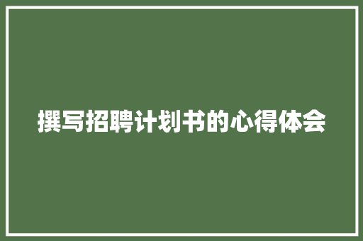 撰写招聘计划书的心得体会